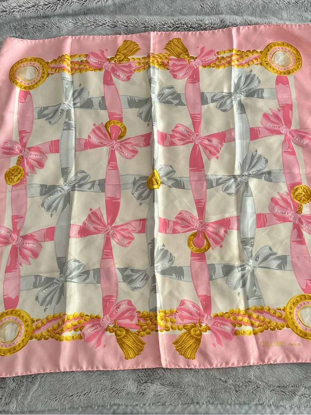 Celine Pink Silk Scarf